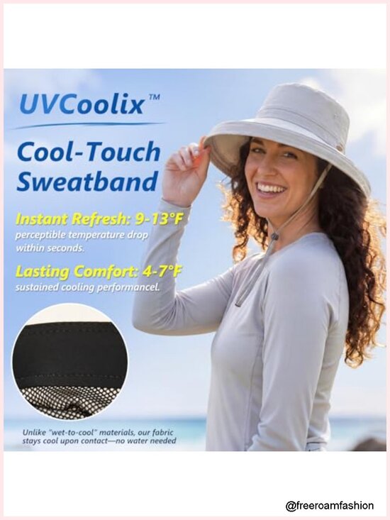 Cooling Sun Hat UPF 50+ Wide Brim Ponytail Hole Water Repellent Packable Hiking